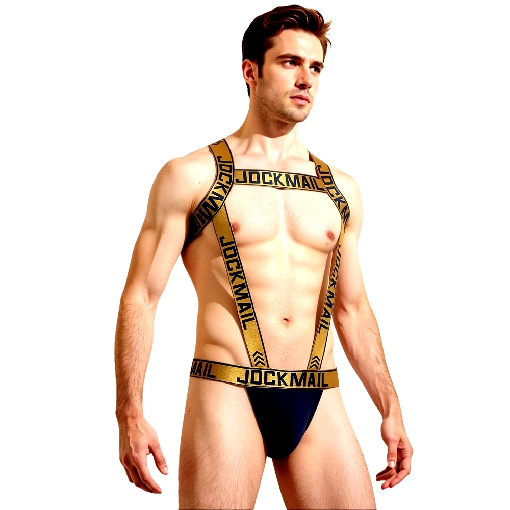 Men Harness Fetish Hollow Out Bondage Jockstrap Underwear Muscle Go-Go Men's Dance Performance, Bar, Club, and Party Attire