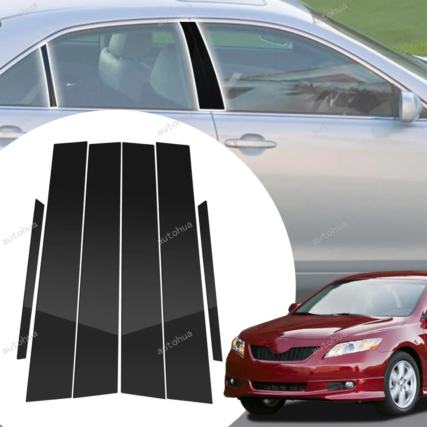

Door Pillar Post Trim for Toyota Camry 2007-2011 Side Door Pillar Anti Scratch Glossy PC Stickers Cover Moldings 6-pcs