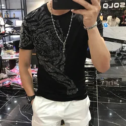 Male Top Tee Personality Tiger Hot Diamond Printing Tshirt Men 2021 Streetwear Tee Shirt Homme Camiseta Masculina Funny T Shirts