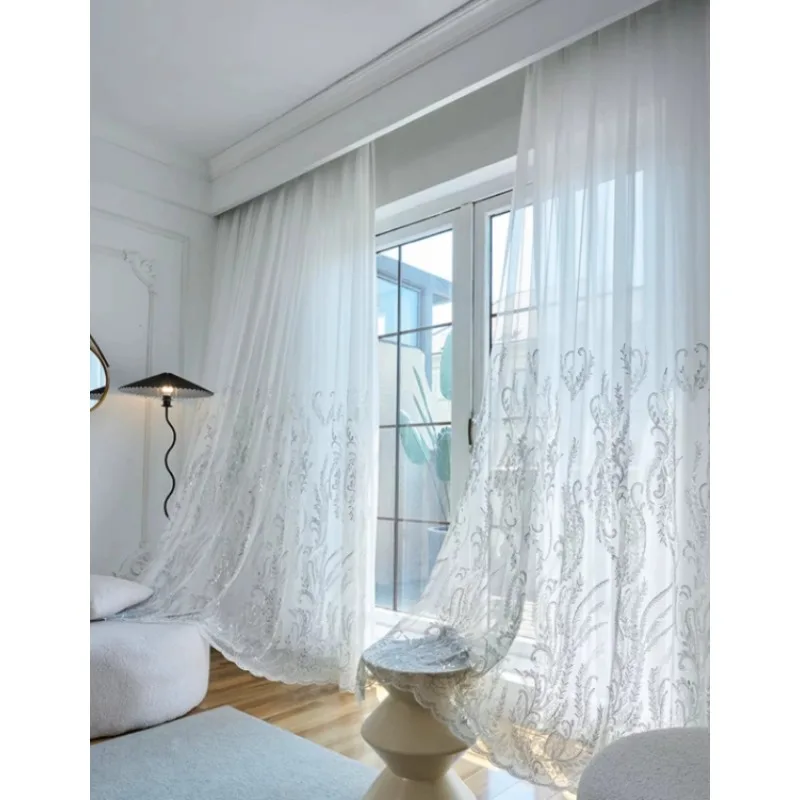 French Embroidery Light Luxury Romantic Light-impermeable Window Screen Living Room Bedroom Balcony Curtain