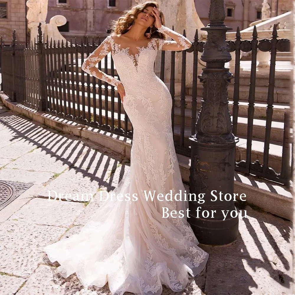 DREAM Elegant Long Wedding Dresses Mermaid Floor-Length Sweep Train Brides Dress Tailor-Made Women Vestidos De Novias 2024