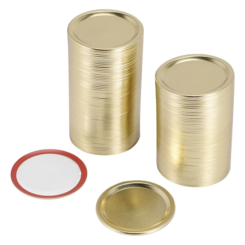 150Pcs Regular Mouth Canning Lids For Ball, Kerr Jars, Split-Type Metal Jar Lids For Canning(70Mm, Gold)