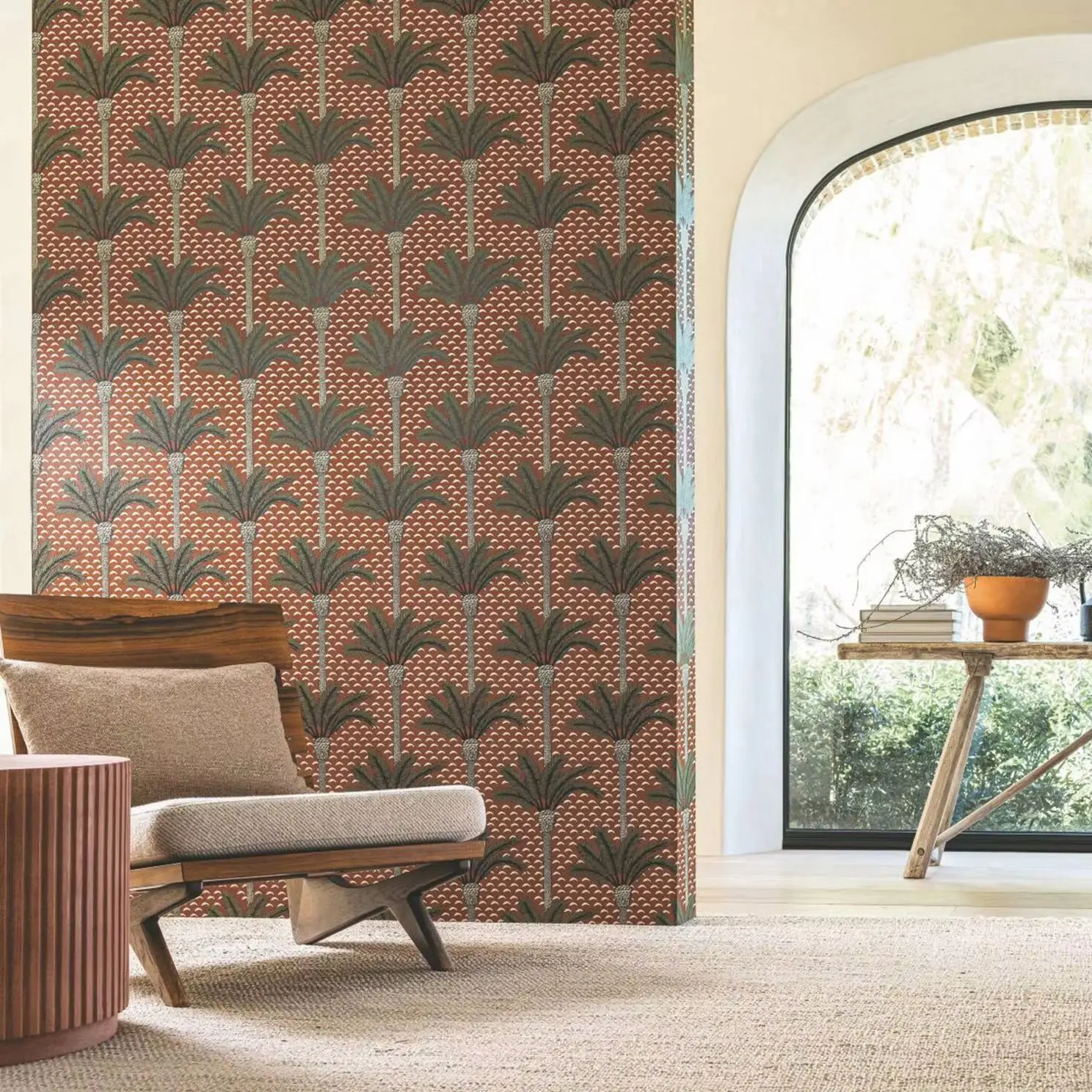 Tropical Palm Tree Wallpaper Peel and Stick, Restro Wallpaper With Tropical Palm Tress ,Self-adhesive Or Tradition Vintage Paper