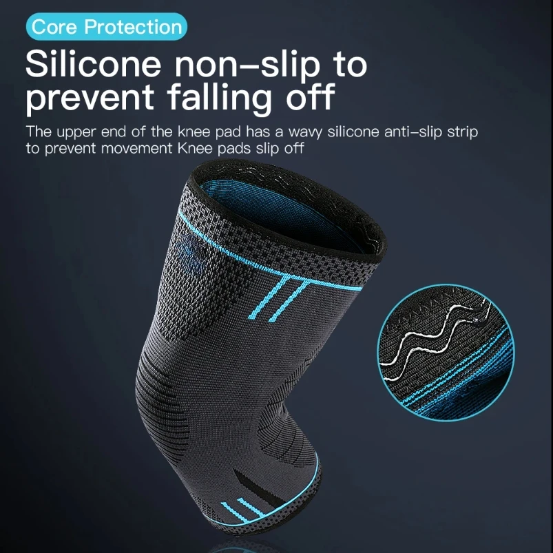 

Compression Knee Support Sleeve Elastic Breathable Knee Pads Brace Springs Gym Sports Protector Basketball Volleyball Run