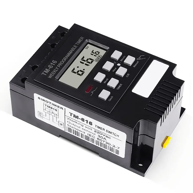 TM616 Din Rail DC Timer Switch,AC 240V 30A Weekly 7 Days Programmable Digital Industrial Led Time Switch,For Din Rail Mount