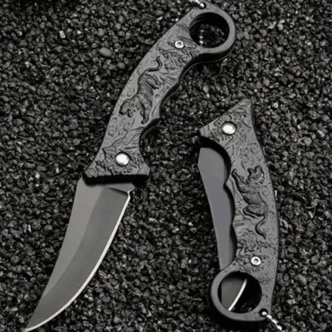 Folding Knife Outdoor Pocket Knife Steel Blade,tiger Motif Handle High Quality EDC Camping Knife Hiking Fishing Outdoor Tool
