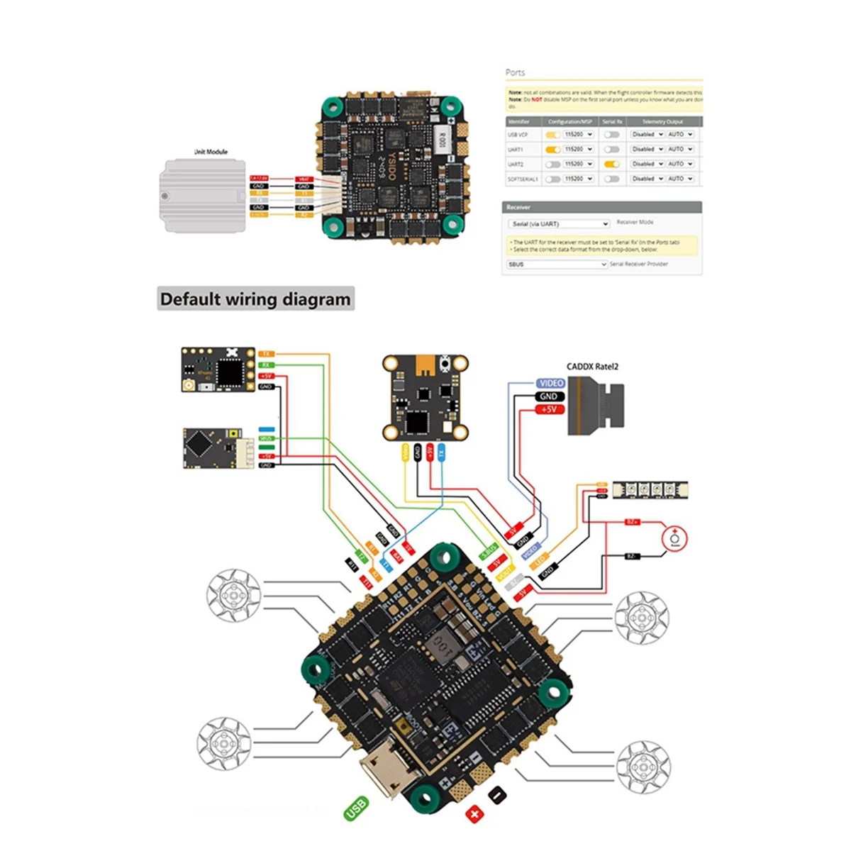 F411 Flight Controller 2-6S AIO 270 BLHELI S 45A ESC OSD Barometer Current Sensor for RC Mark4 5inch FPV Drone