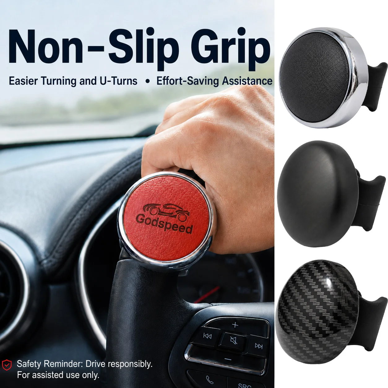 New Turning Steering Wheel Booster Spinner Knob 360° Rotation Ball Shaped Car Interior Decoration No Need for Tool Installation