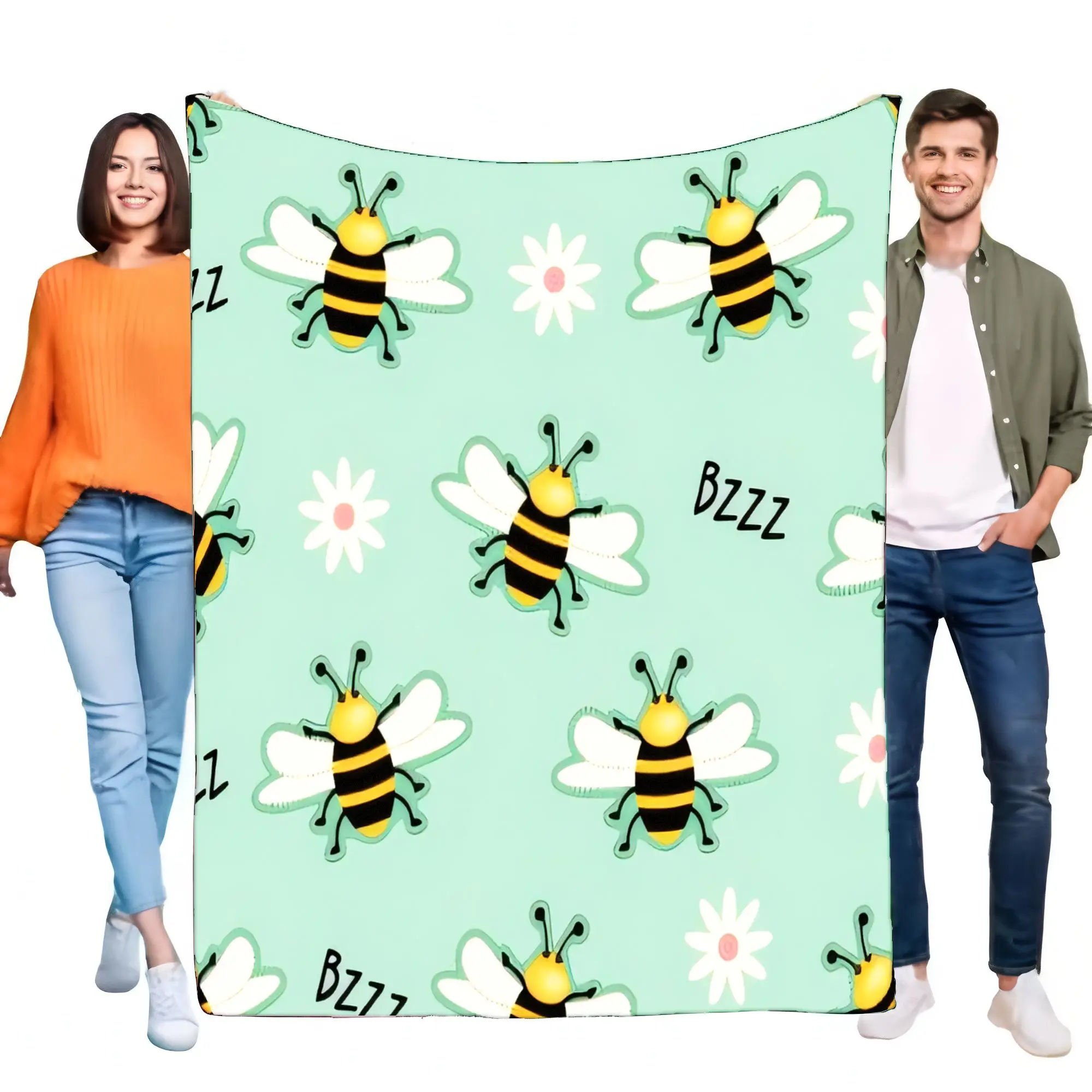 Bee Pattern Throw Blanket Soft Cozy Bedding for Home Decor Lightweight Seasonal Gift Perfect for Kids and Adults