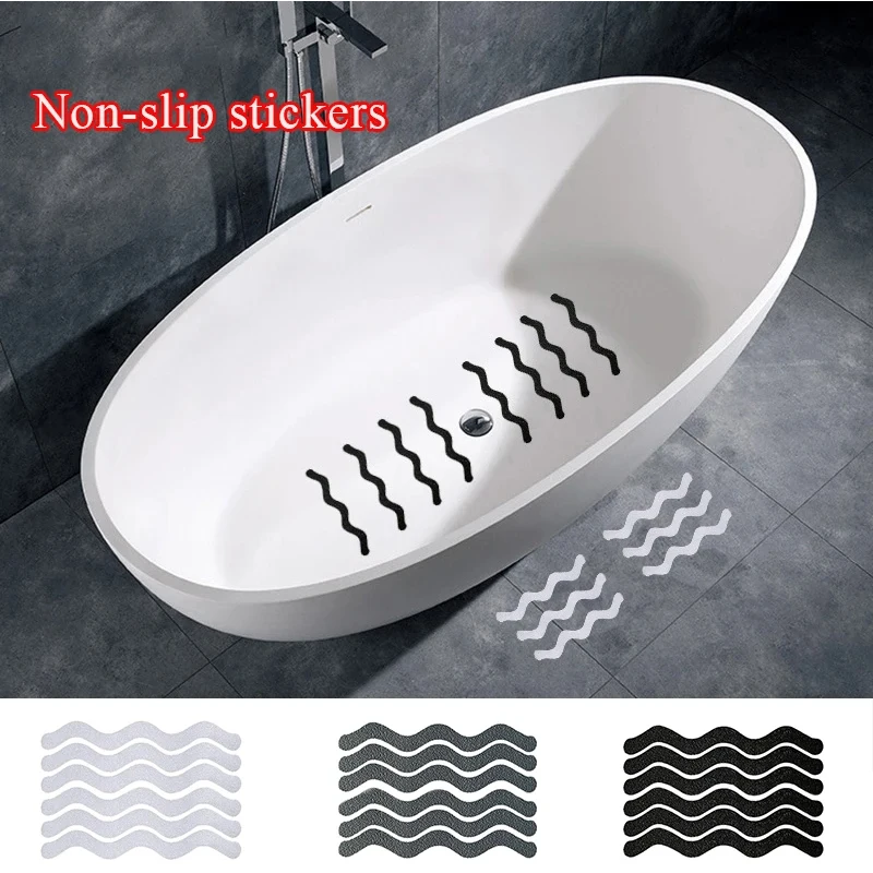 24PCS S Shaped Anti Slip Strips Self-Adhesive Waterproof Safety Strips Shower Stickers Anti-fall Tape Pad Bathtub Stair Bathroom