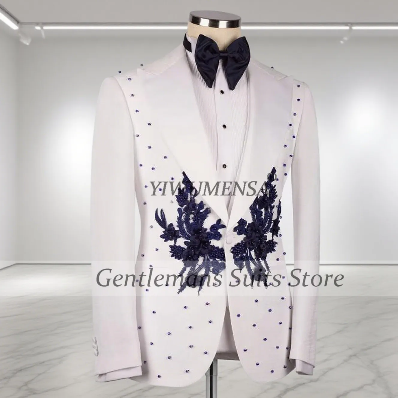 Trajes con apliques de perlas para hombre, ropa de vestir, esmoquin para novio de boda, conjuntos de 3 piezas, traje masculino personalizado, chaqueta para graduación, Ternos Completo 2026