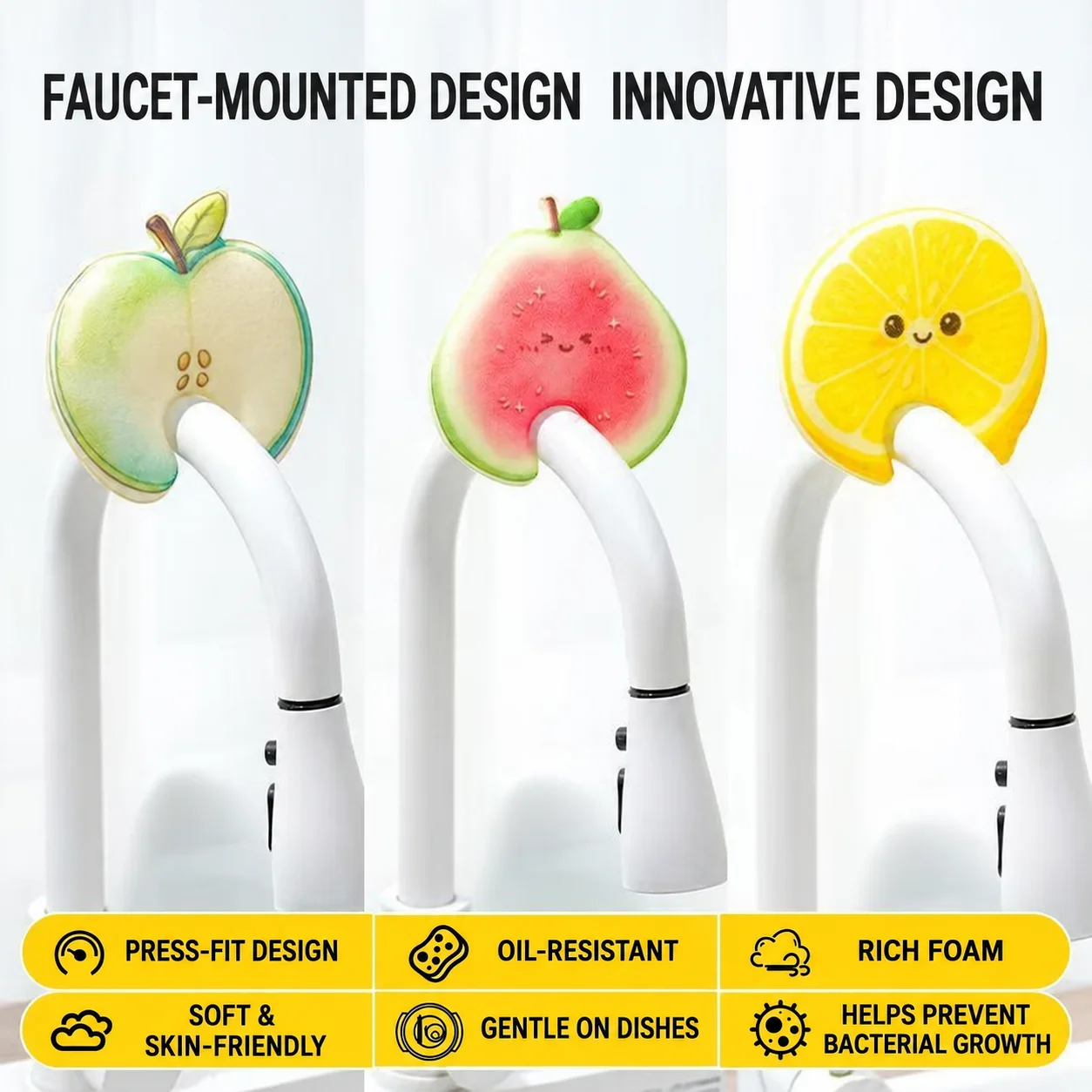 Wood Pulp Cleaning Sponge Non-Stick Oil Dish Scrubber Fruit Shaped Sponge Wood Pulp Non-Stick Oil Sponge For Pot Cleaning Gas