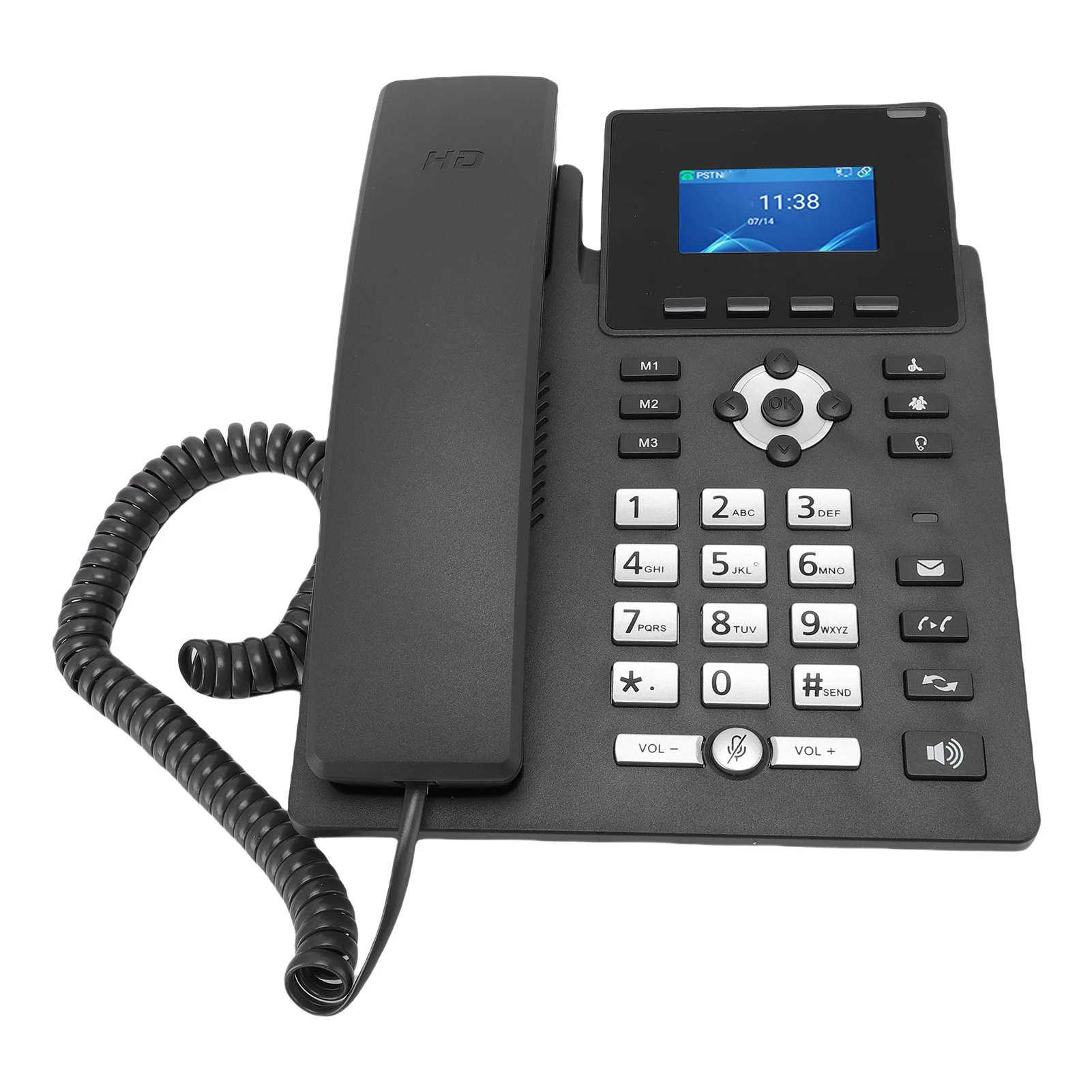 Telefone IP inteligente Desktop Business Media Phone com fone de ouvido aberto SIP VoIP Conta 2,4 polegadas Display colorido Portas Ethernet Gigabit duplas