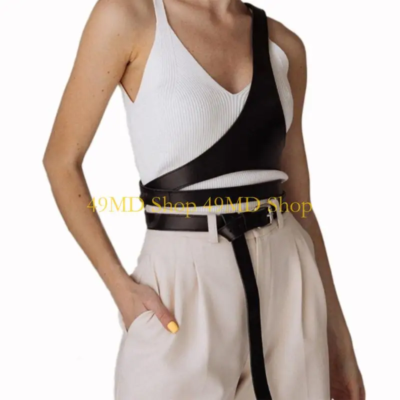 

49MD Креативный поясной ремень Harajuku Верхний ремень для клуба Пастушка Асимметрия Верхний ремень