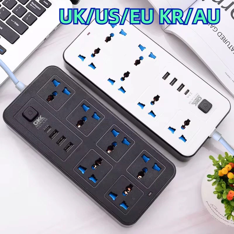 Universal Plug Power Multi Tap EU US UK AU Outlet Power Strip Extension Cord USB TypeC Port Charge Electrical Power Board Socket