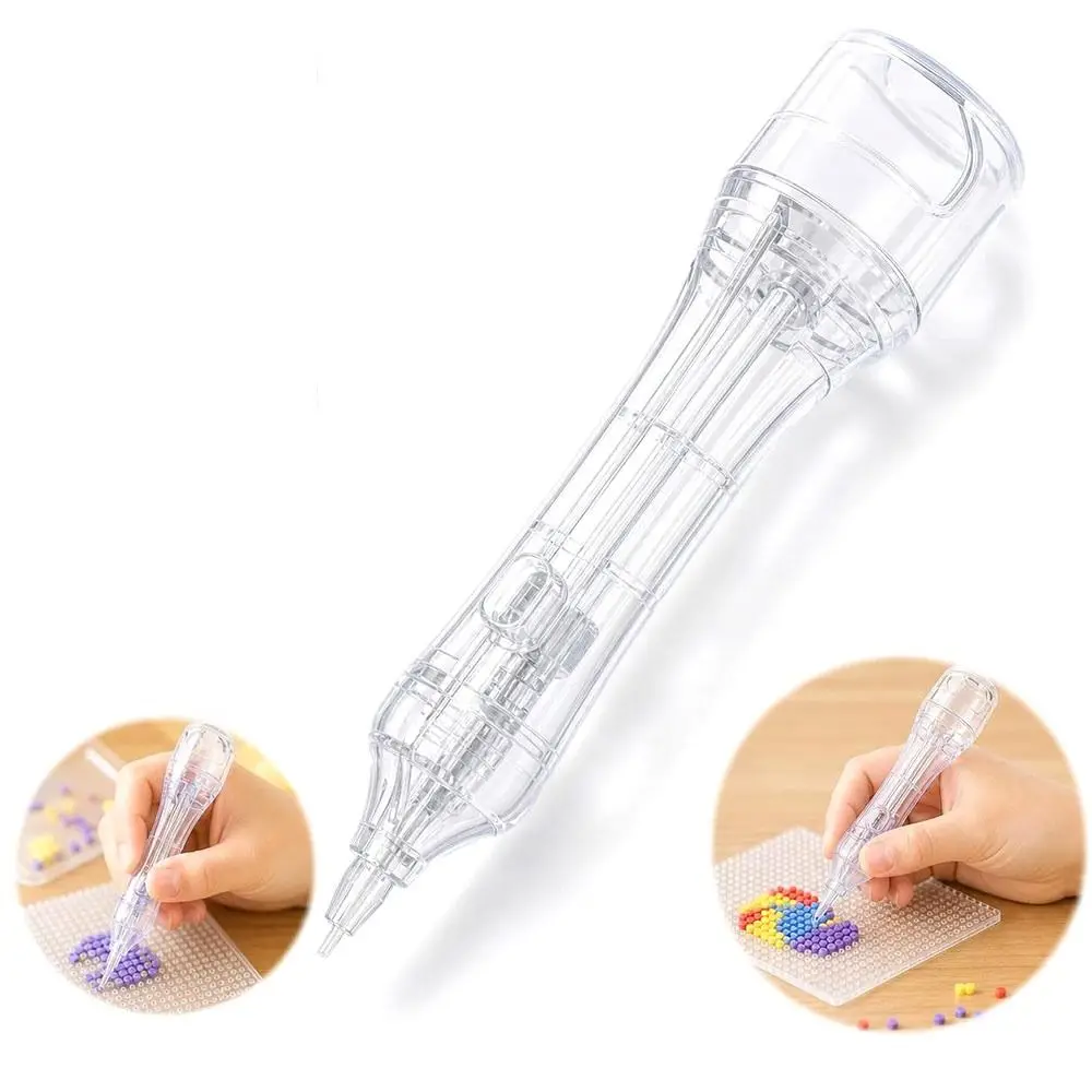 2.6mm Automatic Bead Pen Anti-Slip Grip Ergonomic Handle Fuse Bead Pen Transparent Press-Type Pixel Puzzle Bead Pen