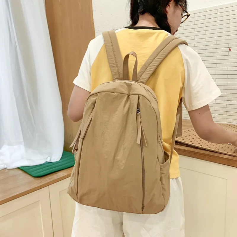 New Lazy Casual Backpack Women's Men Japanese Large Capacity Textured Going Out Backpack Simple Student Breathable Schoolbag