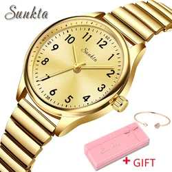 SUNKTA Women's Wristwatch Luxury Fashion Elegant Ladies Watch Waterproof Watch for Woman Stainless Steel Bracelet Reloj Mujer