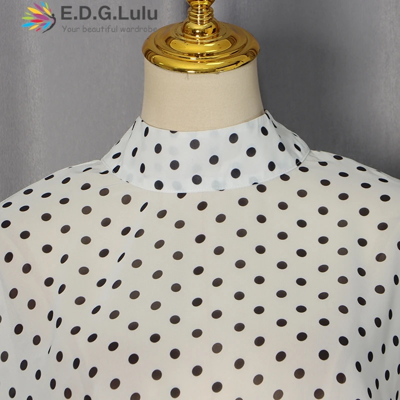 EDGLuLu Two Piece Set Woman Stand Up Collar Long Sleeved Short Top+High Waisted Fishtail Skirt Chiffon Suit New 0817