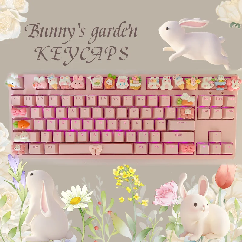 ESC Garden Rabbit Keycap Pink Cute Decorative Gift 1.25U Additional Keyboard Mechanical Keyboard Cross Axis