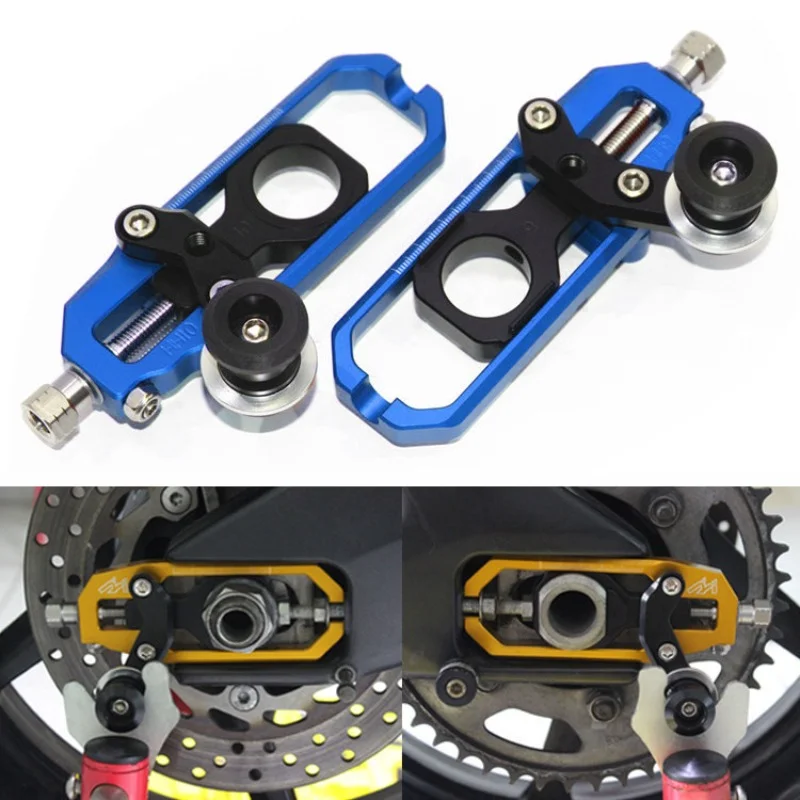 

Rear Wheel Axle Chain Adjusters Tensioner with Swingarm Spools Slider for KAWASAKI ZX6R/636 2005-2019, Moto Accessories