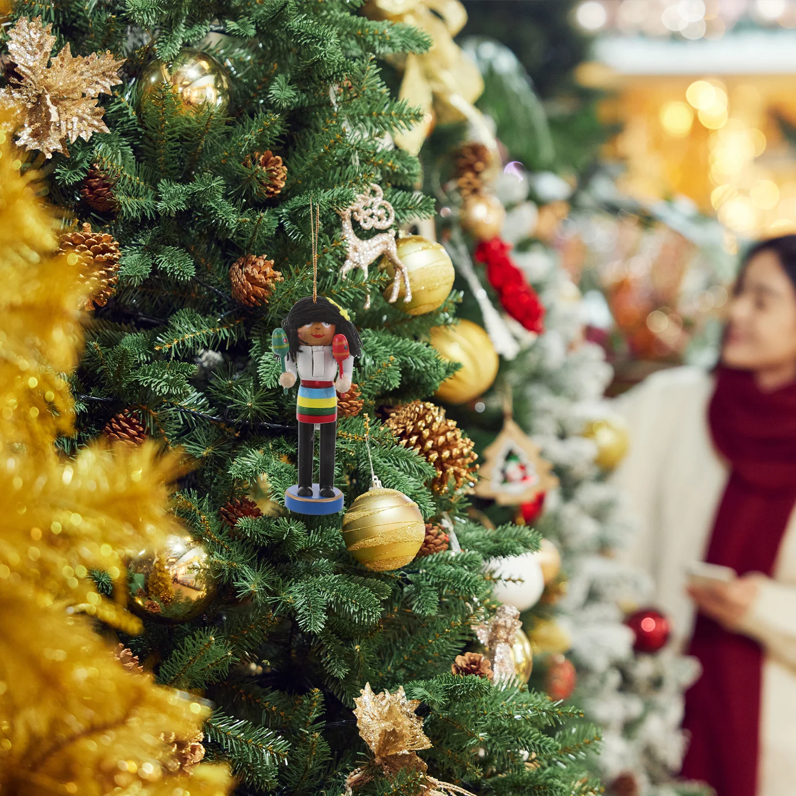 

6pcs 12Cm Wooden Nutcracker Soldier Pendants Christmas Tree Hanging Ornaments For Holiday Home Decor Xmas Halloween Party