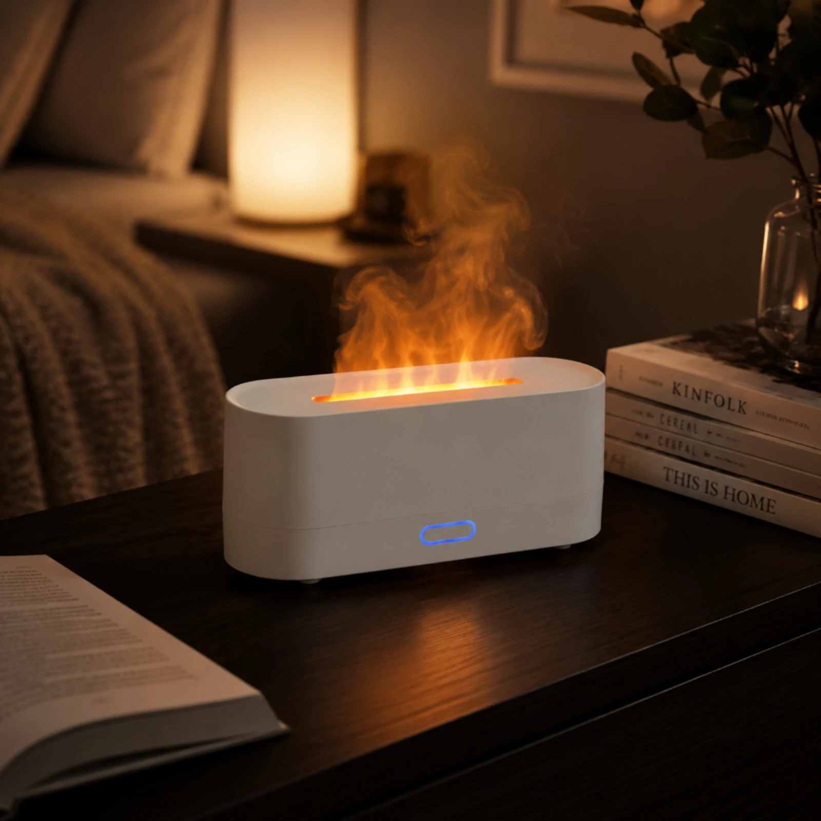 Simulated Flame Humidifier 7 Color Mood Lighting Colorful Flickering Luminous Effect Humidifier Decorative Appliance Essential