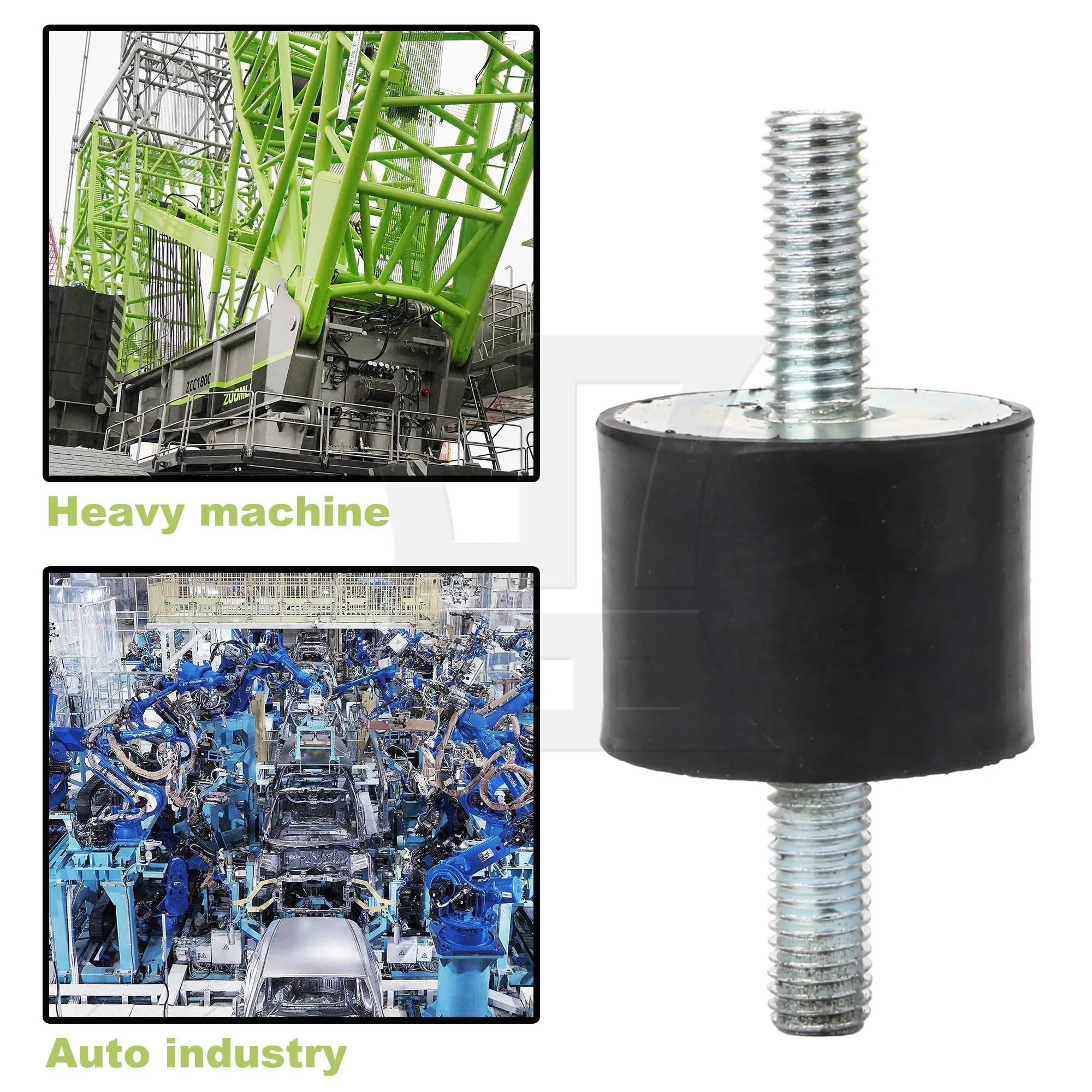 CNBTR Black+Silver M10 Rubber Double Ends Screw Silentblock For Water Pump