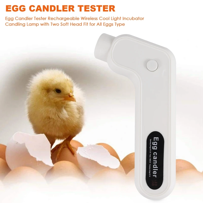 Egg Candler Tester Rechargeable Wireless Cool Light Incubator Candling Lamp With Two Soft Head Fit For All Eggs Type