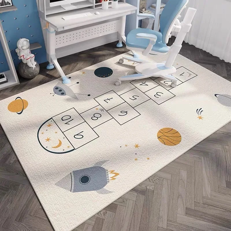 Home Modern Simple Fluffy Living Room Carpet Non-slip Children\'s Bedroom Carpets Cloakroom Study Play Area Reading Area Rug