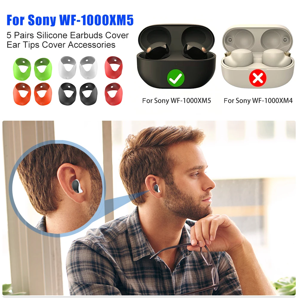 5 ペアのシリコンイヤーチップカバーアクセサリー滑り止めイヤ - Sony Headphone Wf-1000Xm5 のレビューと価格