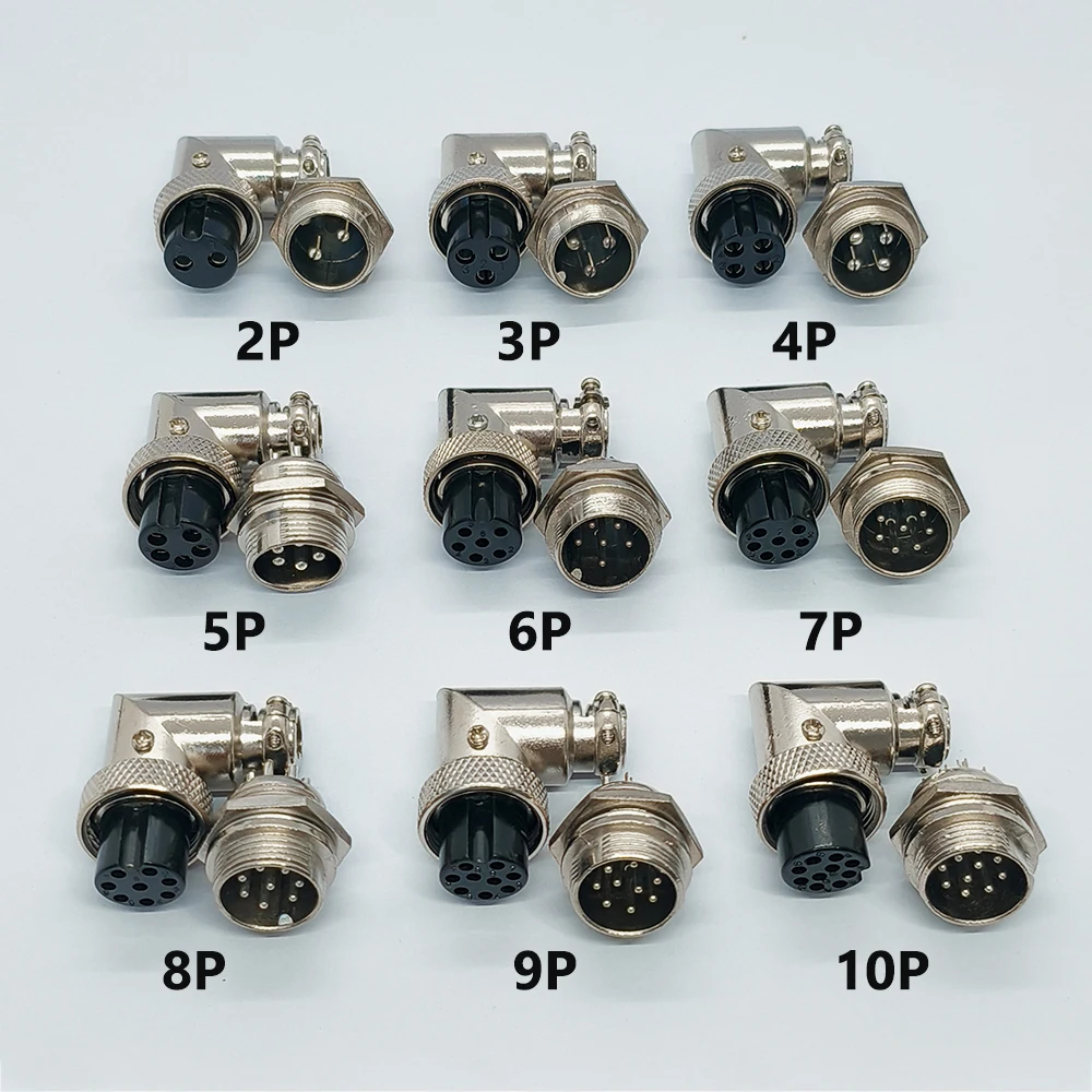 1 Set GX16 Luftfahrt-Steckverbinder, Komplettset 2/3/4/5/6/7/8/9/10-polig, rechtwinkliger elektrischer Steckverbinder – Detail 1