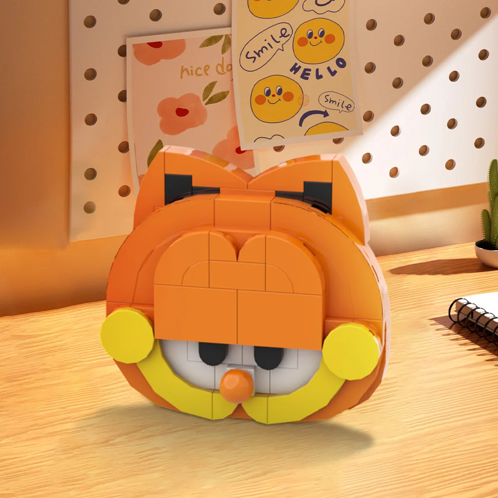 

Moc Jim Davis American Comic Strip Jon Exotic Building Blocks Pencil pot Lasagna Orange Yellow cat Bricks Cute Toy Cartoon Image