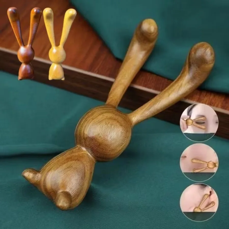 Wooden Facial Massager for Nose & Eyes, Manual Contour Scraper & Acupoint Tool, Ergonomic Handheld Home Care