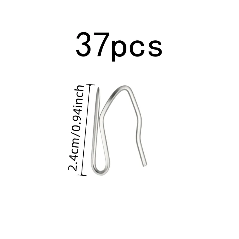37 pcs 2.4cm Metal Pleat Hooks, S-Curve Shape Design, suitable for Home Window Drapery, Rust Resistant Durable