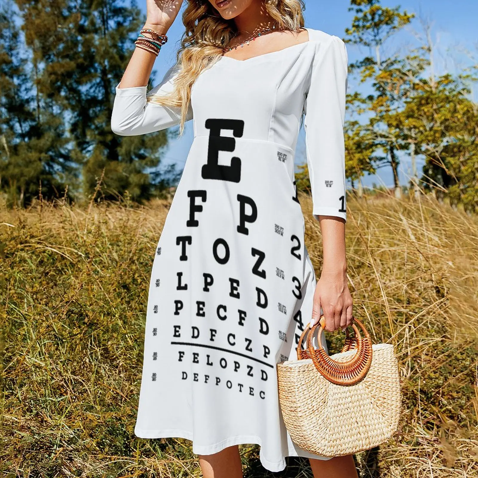 Snellen Eye Chart Flare Dress summer woman dress 2024 Women long dress party women elegante luxury