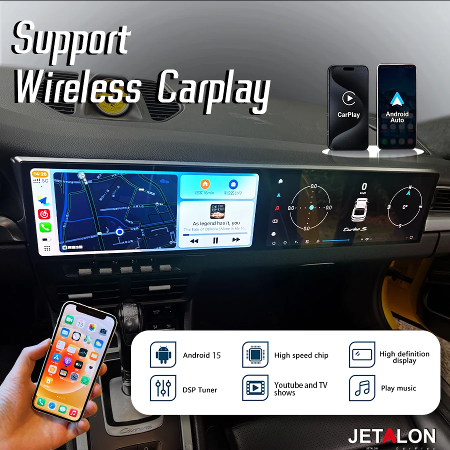12.3+12.3inch Dual Screen Android For Porsche 911 991 2012-2018 Multimedia Video Player GPS Carplay Head Unit Stereo Navigation