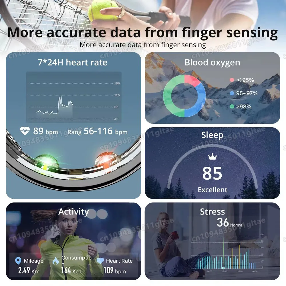 2026 Smart Ring Blood Pressure Heart Rate Sleep Monitoring Smartring IP68 & 5ATM Waterproof Multi-sport Smartring Man Women R11C image 2