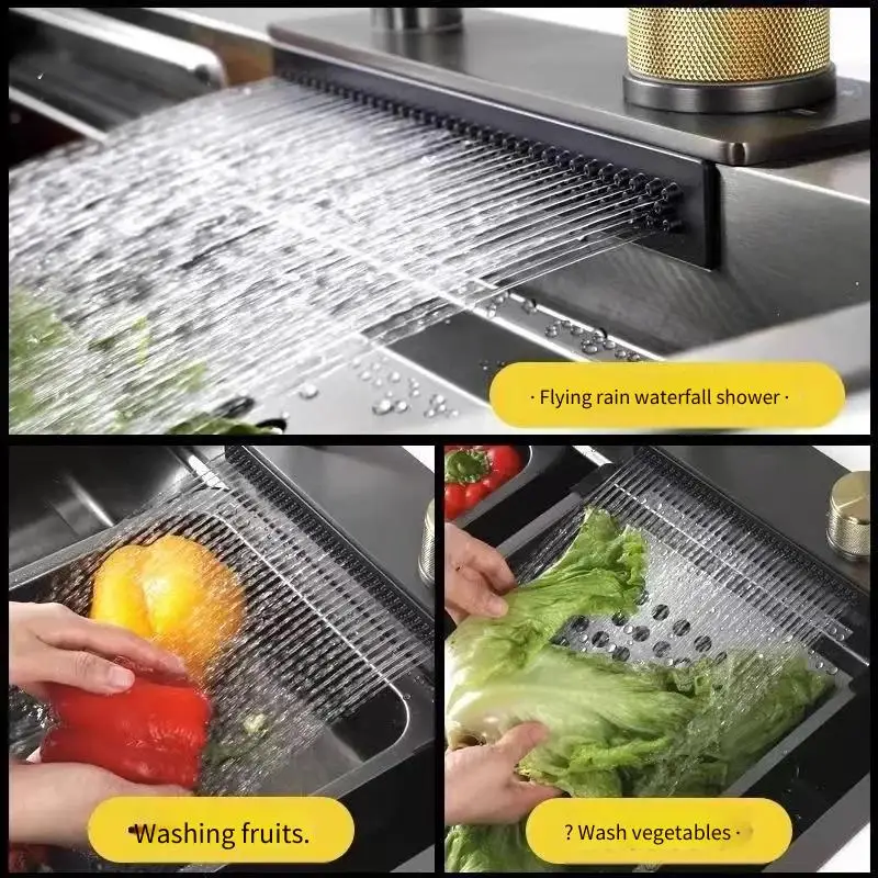 

304 stainless steel kiten sink, single sink kiten sink, waterfall faucet, manufacturer's lowest price