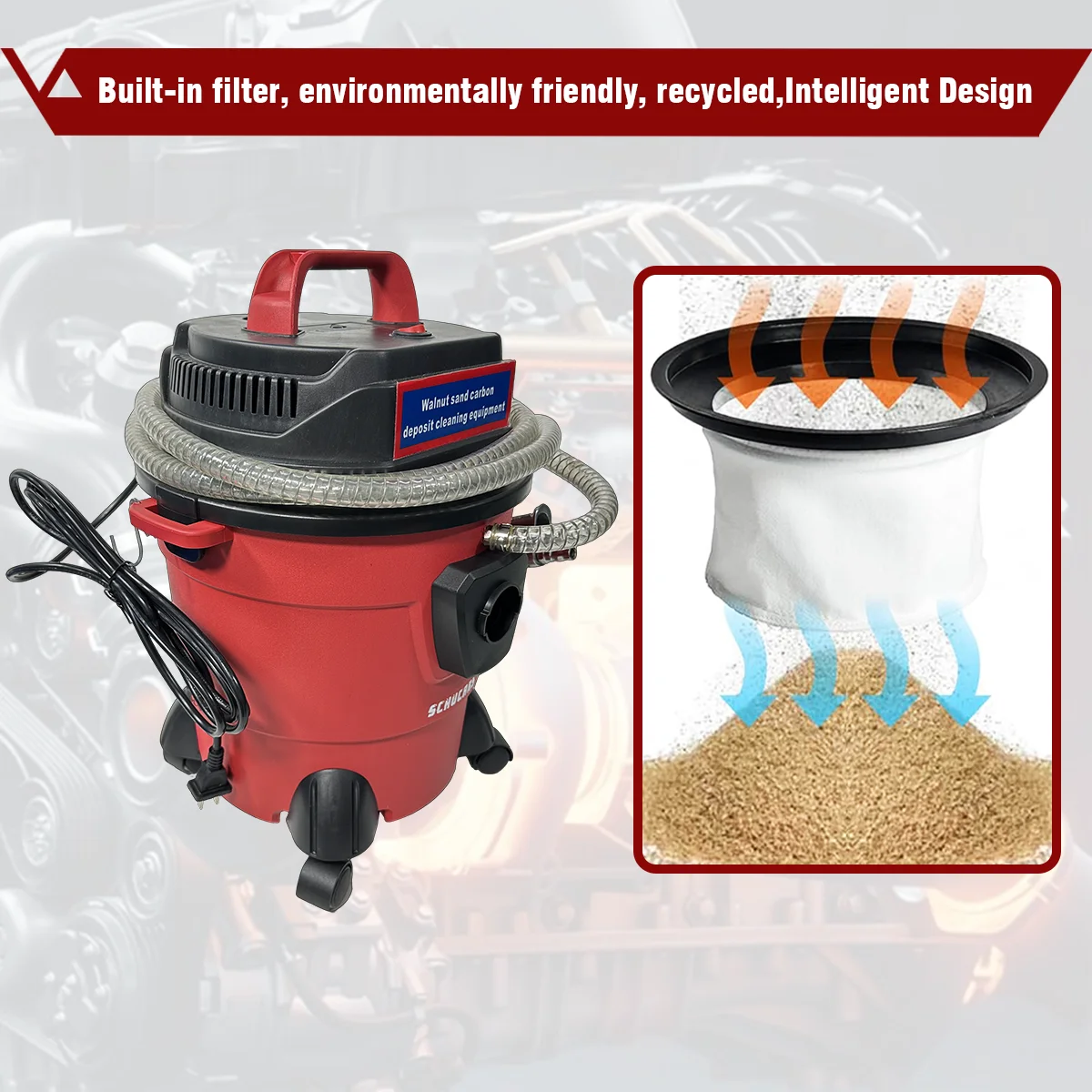  S-101 110V/220V Walnut Sand Engine Carbon Cleaner with 23 Adapters, Fits Most Vehicle Models