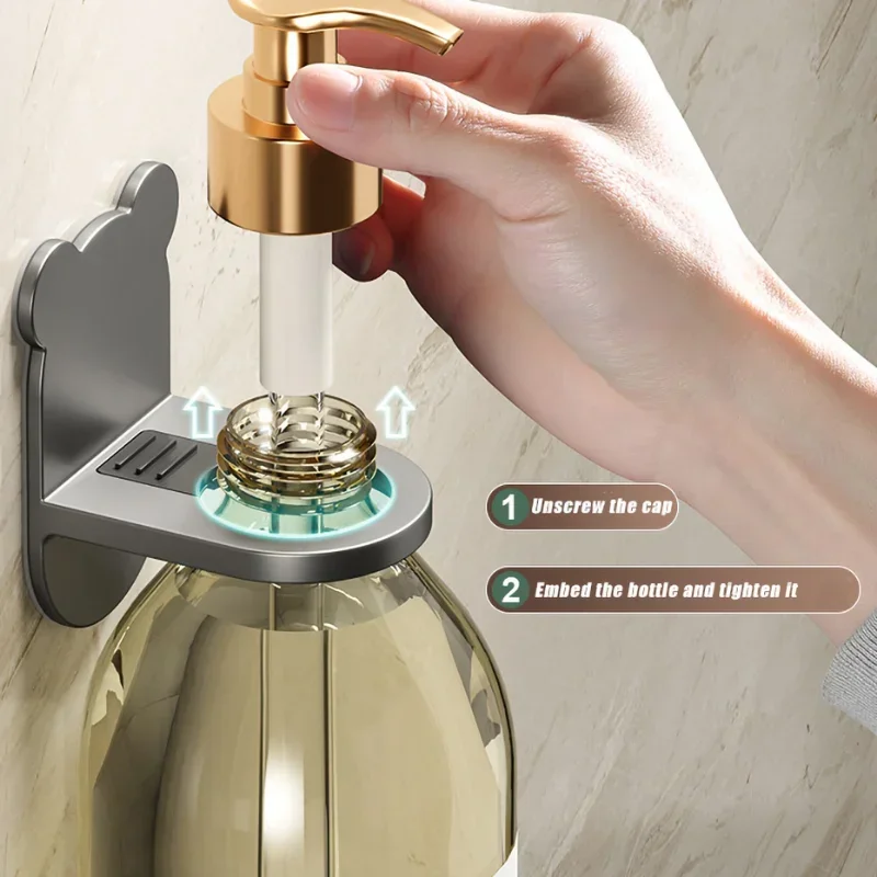 Adjustable Shower Gel Bottle Rack Wall Mounted  Universal Shampoo Bottle Metal Holder Hand Soap Dispenser Hook Free Punching New