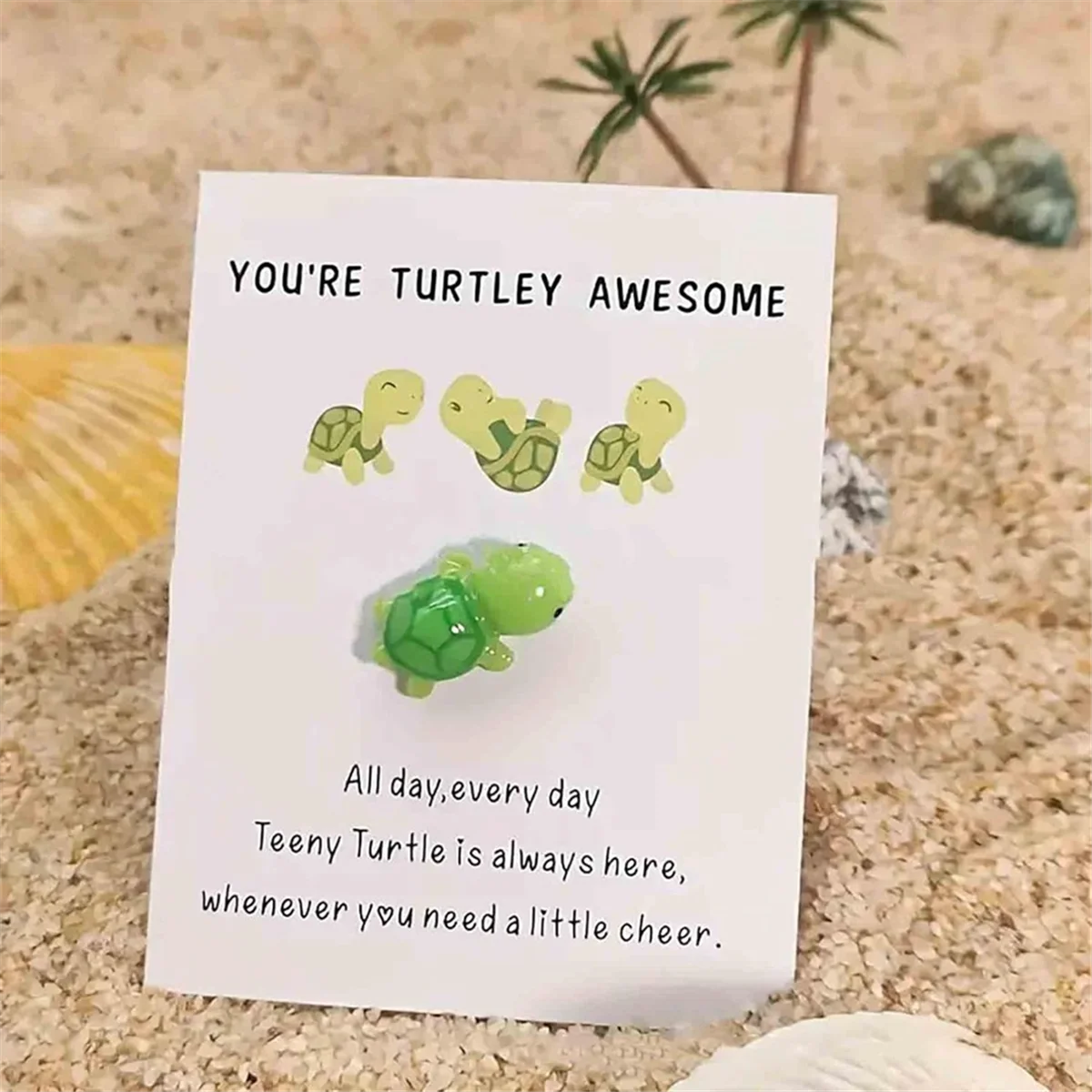 Handmade Emotional Support,You'Re Turtley Awesome, Turtle Motivational Gift, Cute Mini Green Turtle Decoration HY