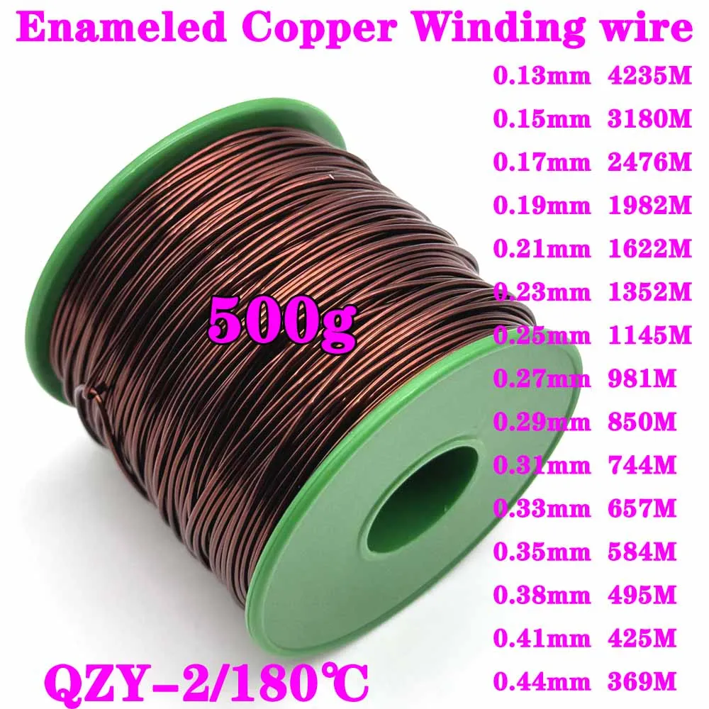 

500g QZY-2/180℃ copper wire Magnet Wire Enameled Copper Winding wire Coil Copper Wire Winding wire High temperature resistance