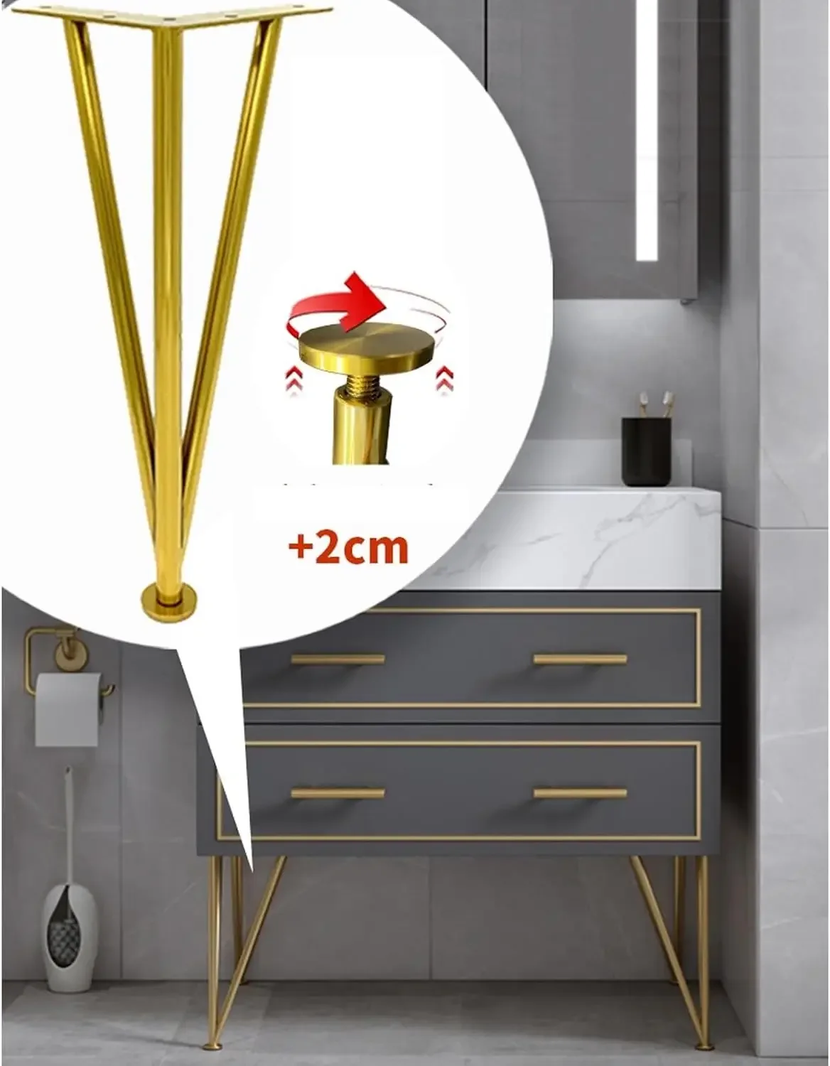 Furniture Legs, Set of 4 Metal Furniture feet, Replacement Cabinet feet, Triangle Bathroom Cabinet Legs, Coffee Table Support Le