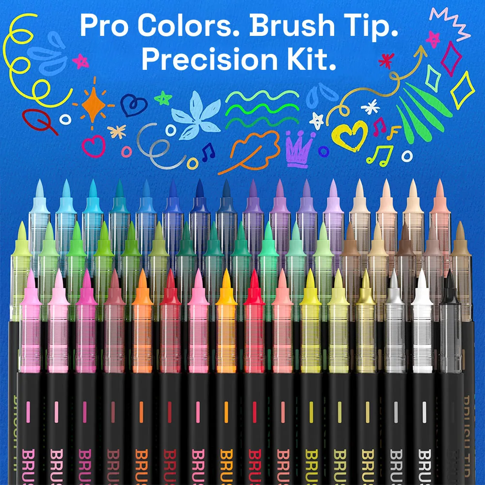 Brush Tip Acrylic Paint Markers Set – 60/36/12 Vibrant Colors Art Pens for Paper, Wood, Ceramic, Glass, Rock, Canvas & Fabric