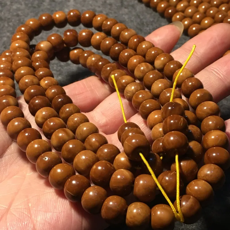 Natural Kukku Bead Bracelet, Tibetan Buddhist , Long String of 108 Beads, Rare Bodhi Seed Necklace for Men and Women