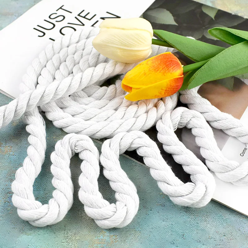 

10M 5-20mm White 3 Shares Twisted Cotton Rope Clothes Macrame Cord Belt Bag Braided Drawstring Ropes DIY Sewing Accessories