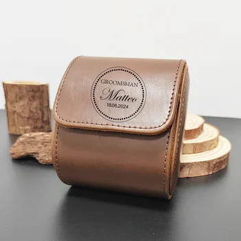 1 فتحة مخصصة لساعة السفر لفة المنظم الرجال الهدايا ساعة جلدية عرض حالة محفورة حامل تخزين الساعات للتجميع