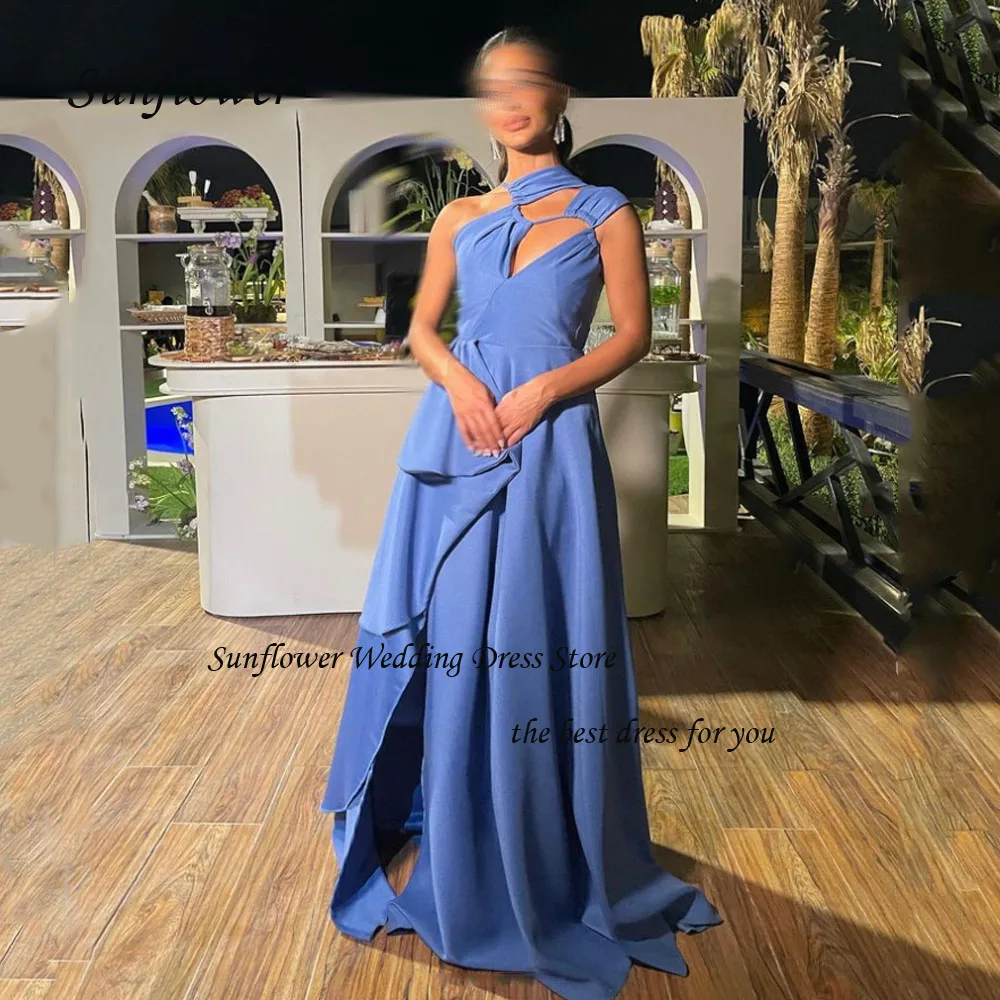 

Sunflower One-Shoulder Evening Dress 2023 Slim Backless Satin Pleat A-LINE Prom dress Floor-Length Party Dress