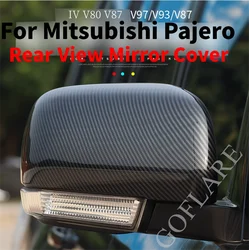 Car Accessories for Mitsubishi Pajero 4 IV V80 V87 V93 V97 V98 2007-2022 Door Rearview Mirror Cover Trim Chrome Carbon Fiber